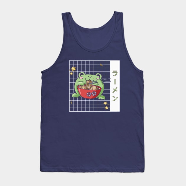 Japanese Cottagecore Ramen Eating Frog Kawaii Tank Top by uncommontee